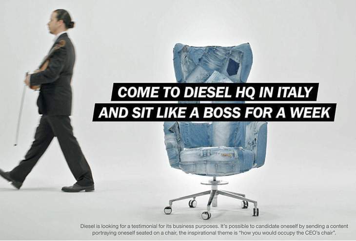 Diesel zoekt via Facebook een "Chair Executive Officer"