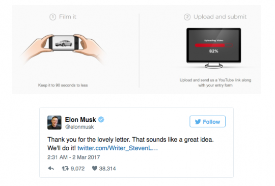 Tesla opens 'Project Loveday' contest for fan-made ads